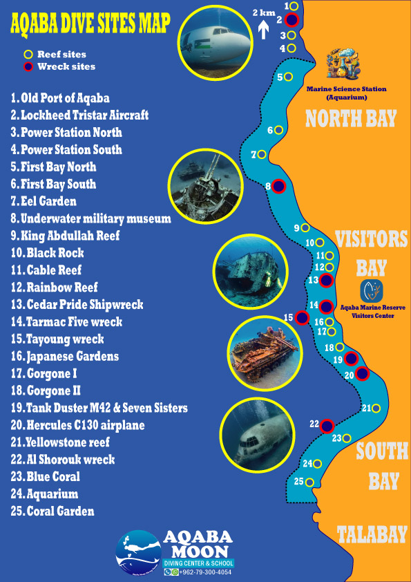 Aqaba dive sites map