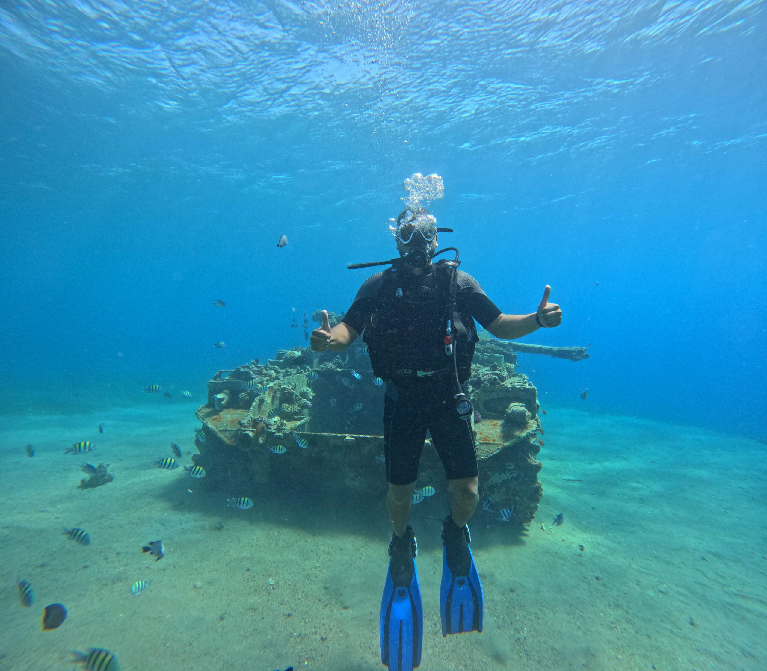Beginner scuba diving in Aqaba at Seven Sisters and the Tank